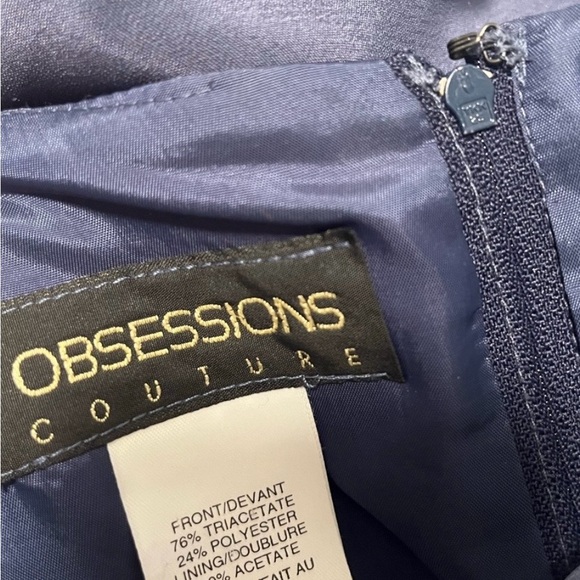 Obsessions Couture Navy Beaded Evening Dress w/Shawl | Made in Canada - Picture 6 of 6